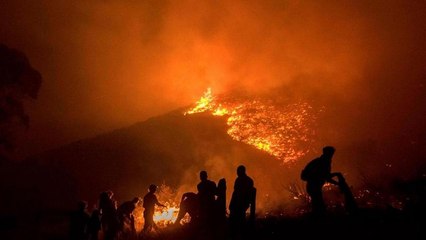 Wild fire sweeps Cape Town's Lion's Head mountain