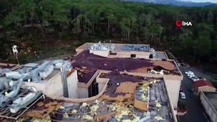 Hortumun üzerinden geçtiği Kemer Devlet Hastanesi yaralarını sarıyor