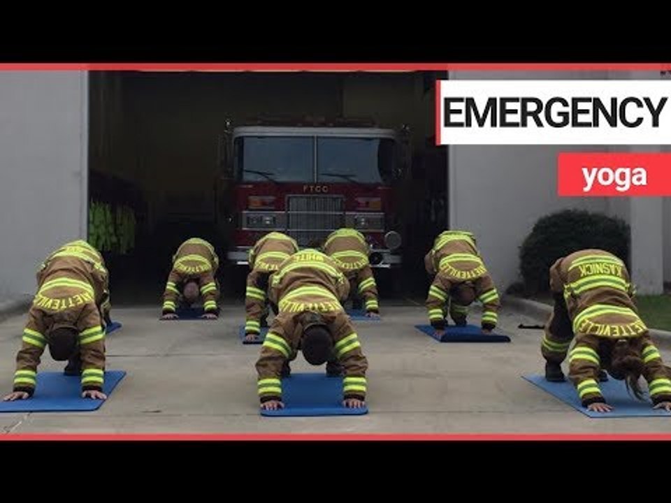 Firefighters are coping with stress by practising yoga | SWNS TV