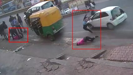 राजकोट हिट & रन: 2 लड़कियों को कार से कुचल भागी महिला, वीडियो देख उड़ जाएंगे होश