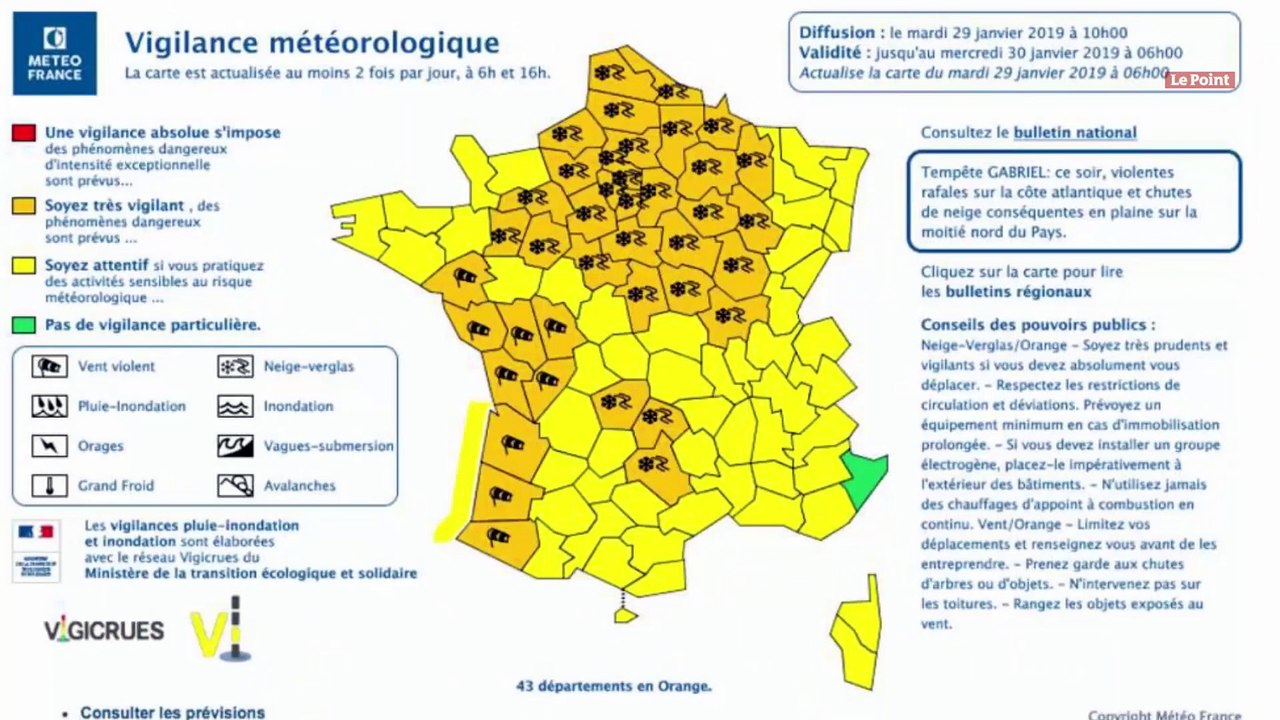 Tempête Gabriel : de la neige et du vent sur 43...