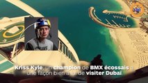 Un champion de BMX, lâché depuis un hélicoptère, atterrit sur le toit d’un hôtel de Dubaï !