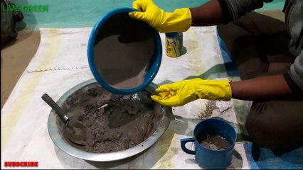 Homemade cement flower pot