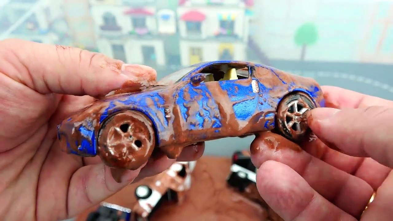 Box Full of Toy Cars Filled with chocolate. Wash cars. Video for kids. by kids video official