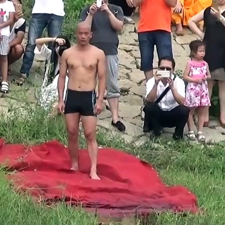 Monk walking on water!