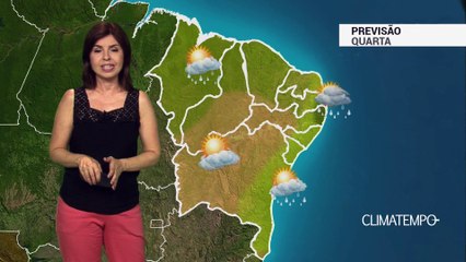 Previsão Nordeste – Chuva no litoral de PE e PB