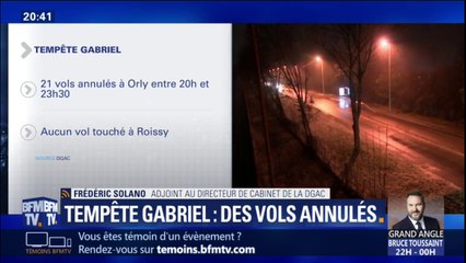 Download Video: Tempête Gabriel: 21 vols sont annulés à Orly entre 20h et 23h30