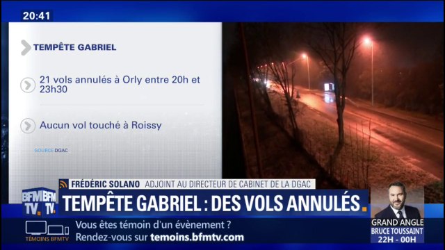 Tempête Gabriel: 21 vols sont annulés à Orly entre 20h et 23h30