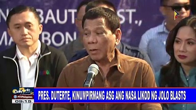 Pres. #Duterte, kinumpirmang ASG ang nasa likod ng Jolo blasts