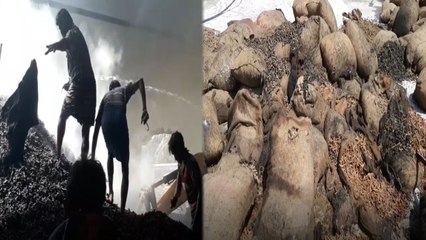 சேலம் ஒழுங்குமுறை விற்பனை கூடத்தில் மஞ்சள் கிடங்கில் தீவிபத்து