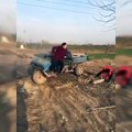 Amazing video on shocking act of a tractor driver....