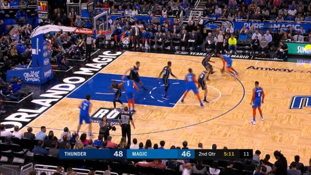 Paul George drives and finishes