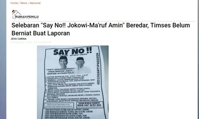 Muncul Selebaran "Say No To Jokowi-Ma'ruf", TKN Minta Polisi Usut Penyebar