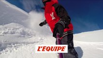 Nicolas Droz dans la poudreuse à Avoriaz - Adrénaline - Snowboard freeride