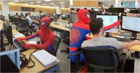 Bancário pediu a demissão e vestiu-se de Homem-Aranha no último dia de trabalho