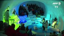 Ice orchestra serenades skiers in Italian Alps