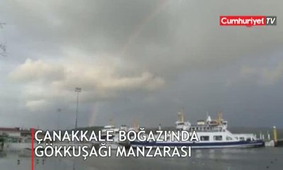 Çanakkale Boğazı'nda gökkuşağı manzarası