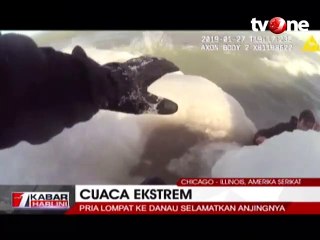 Aksi Dramatis Penyelamatan Pria dan Anjingnya di Danau Es