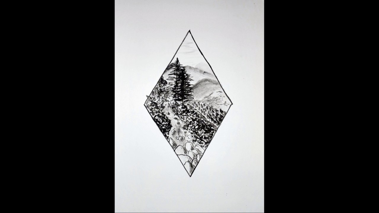 Ink Painting Time Lapse | Mountain Landscape | Ink wash | Speedpaint