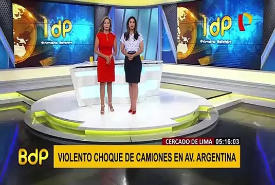 Cercado de Lima: se registra aparatoso choque de camiones en la av. Argentina
