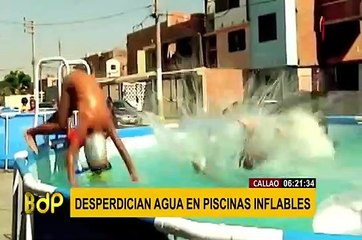 En SJL no hay agua y en las calles del Callao la desperdician con piscinas inflables