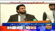 Interior Minister of State Shehryar Afridi addresses ceremony in Kohat