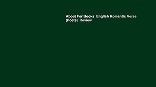 About For Books  English Romantic Verse (Poets)  Review