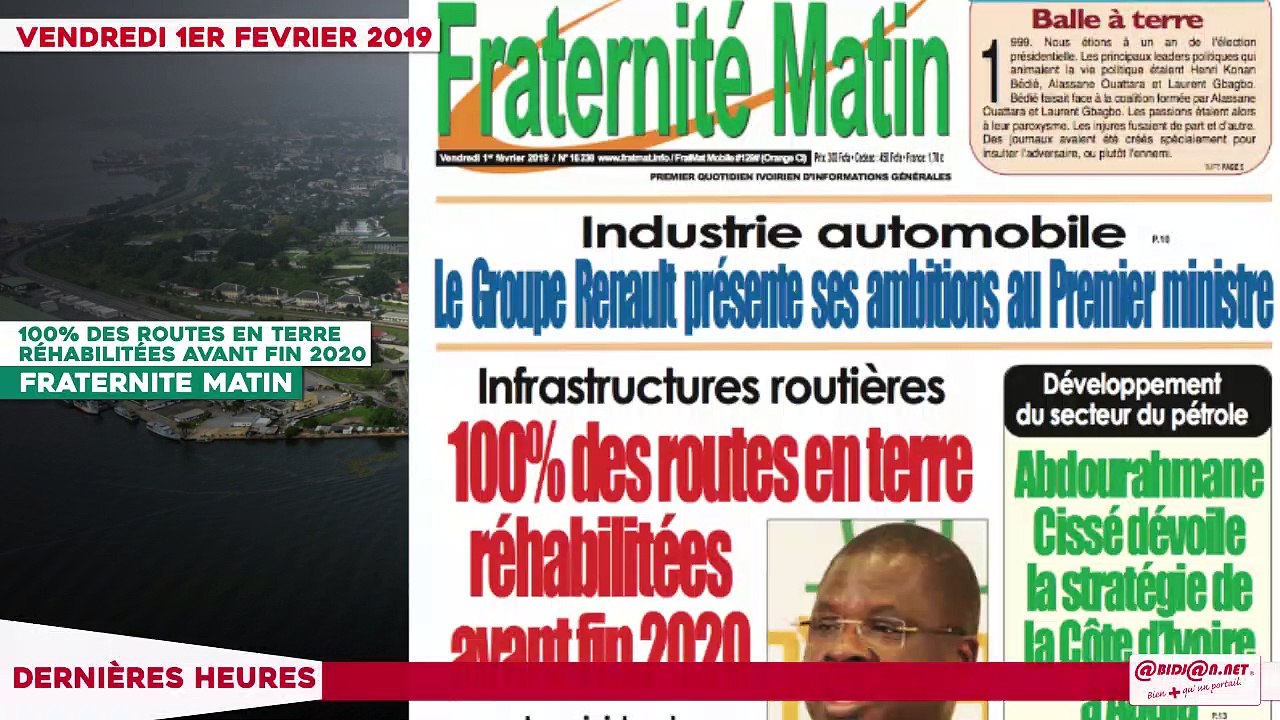 Le Titrologue du 1er Février 2019 :  Parti unifié RHDP, Ouattara et Mabri oseront-ils tuer le RDR et l’UDPCI…?