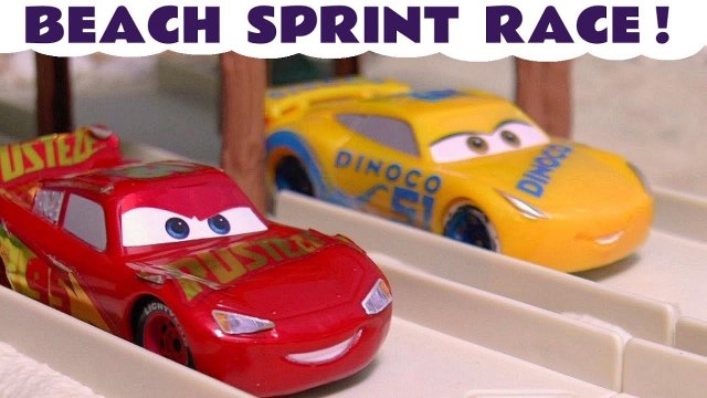 Cars Hot Wheels Race Off at the Beach with Marvel Avengers 4 and DC Comics Superheroes, PJ Masks Catboy and Spongebob Squarepants along with Disney Pixar Lightning McQueen and Jackson Storm - A fun family friendly full episode English story for kids