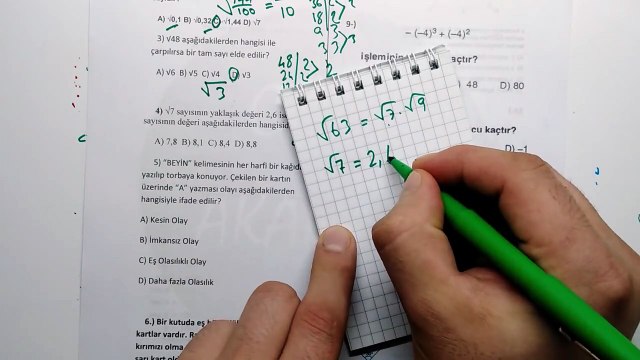 8. Sınıf MATEMATİK UYGULAMALARI Yazılı Soruları ve Çözümü 2018-2019