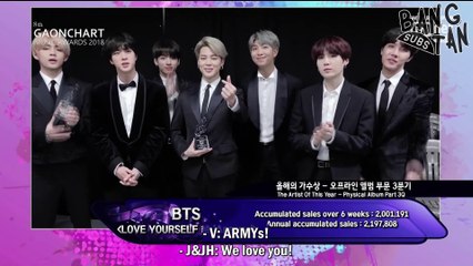 [ENG] 190123 Gaon Chart Music Awards - BTS Wins Album of the Year (2nd and 3rd Quarter)