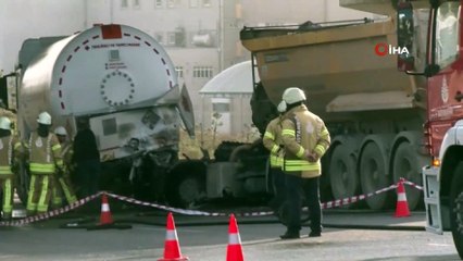 Hafriyat kamyonu gaz tankerine çarptı, faciadan dönüldü