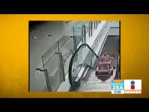 Bebé escapa de su mamá y cae por escaleras eléctricas | Noticias con Francisco Zea