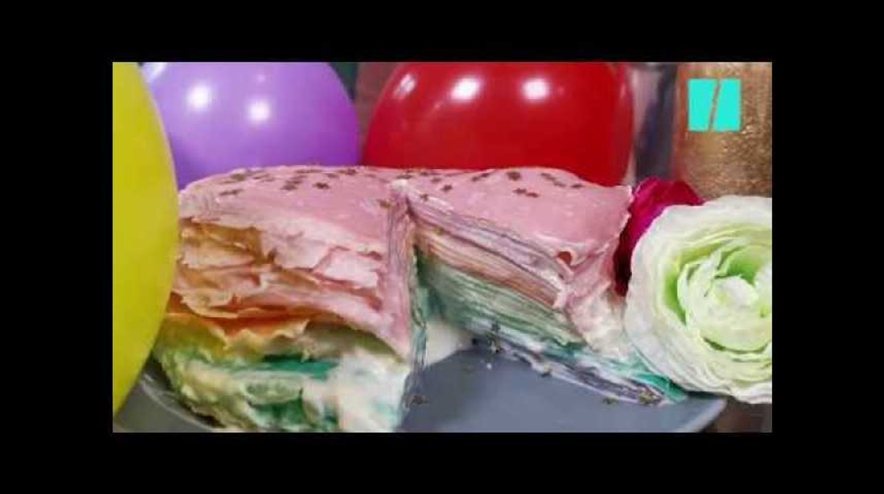 Pour la chandeleur, on a testé un gâteau de crêpes coloré mais trop sucré
