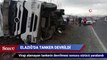 Elazığ’da tanker devrildi:1 yaralı