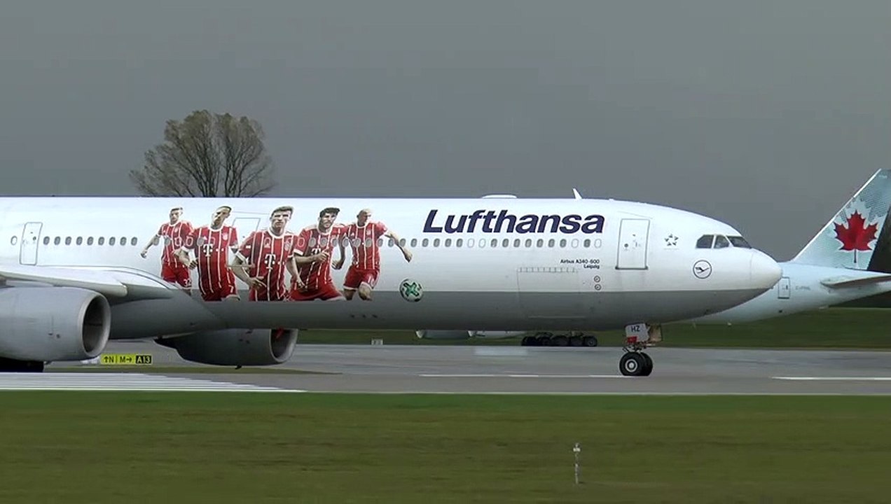 Rare Catch! Airbus A340-600 Lufthansa 'FC Bayern Audi Summer Tour USA 2016' Take off at EDDM-Munich Airport (1080/50P) 31.10.2017
