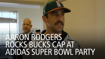 Aaron Rodgers Rocks Milwaukee Bucks Hat At Super Bowl Party