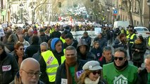 Los taxistas de Madrid protestan junto a los pensionistas