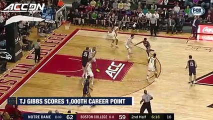Notre Dame's TJ Gibbs Scores 1,000th Career Point