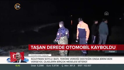 Otomobil akıntıya kapıldı