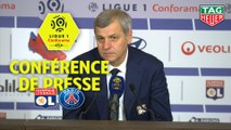 Conférence de presse Olympique Lyonnais - Paris Saint-Germain (2-1) : Bruno GENESIO (OL) - Thomas TUCHEL (PARIS) / 2018-19