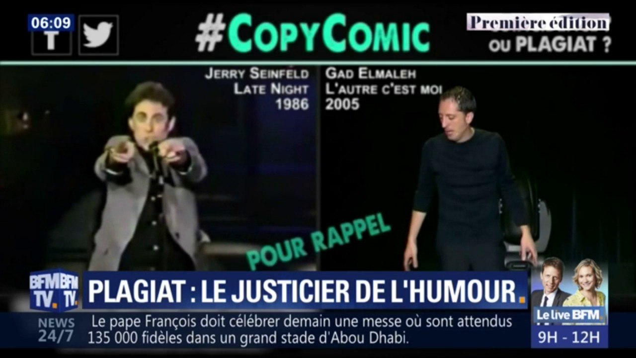 Inspiration ou plagiat? La chaîne YouTube CopyComic épingle des humoristes, à l'instar de Gad Elmaleh