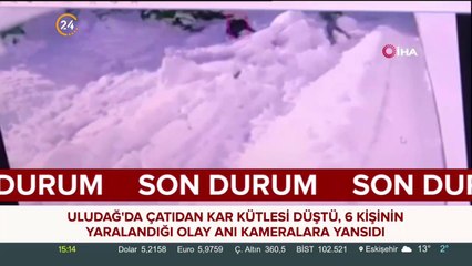 Uludağ'da çatıdan kar kütlesi düştü
