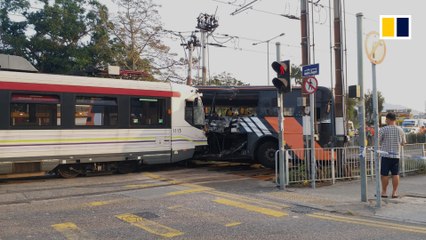 Dozens injured in light rail, coach collision in Hong Kong