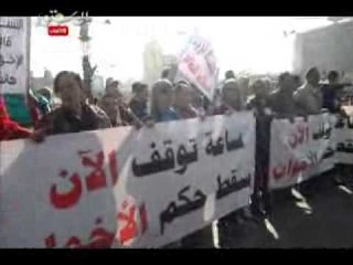 سيدة منتقبة تقود مسيرة نسائية ضد نظام مرسى