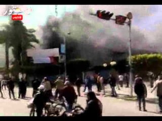 شاهد حريق قسم شرطة النجدة ببورسعيد