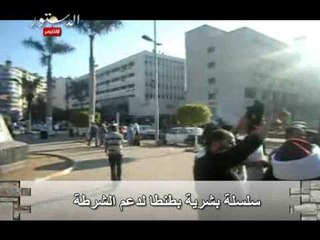 سلسلة بشرية بطنطا لدعم الشرطة