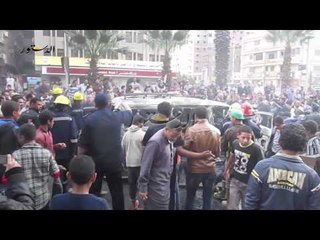 شاهد حطام سيارة التحرير بعد السيطرة على الحريق