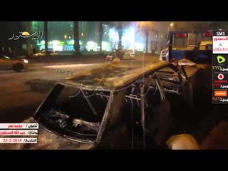 أنصار المحظورة يشعلون النار فى سيارة بالهرم