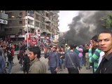 لحظة وصول سيارات الاطفاء للسيطرة على حريق سيارة التحرير